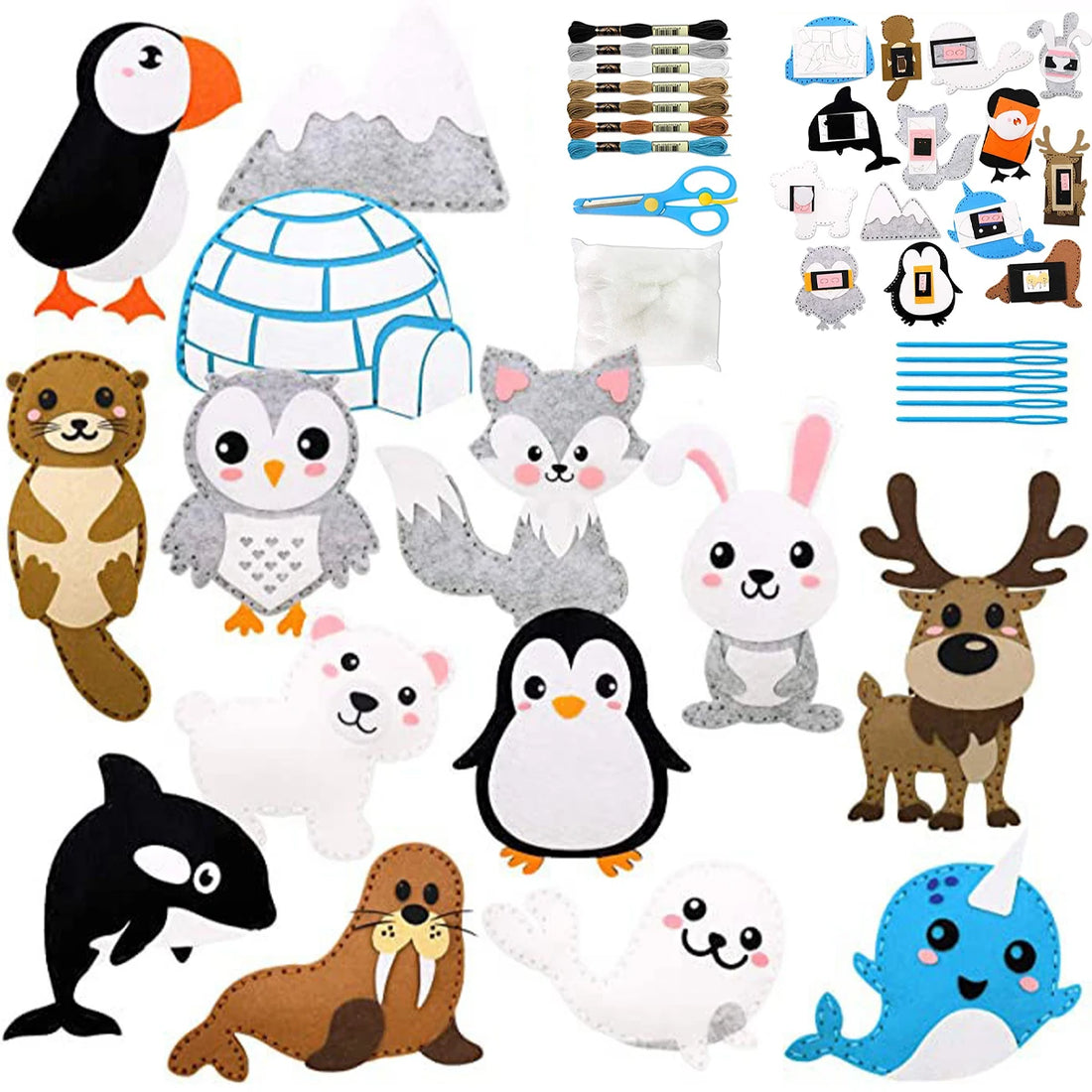 Sea Animals DIY Sewing Felt Plush Kit for Kids