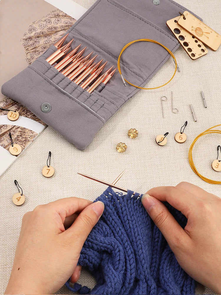 Aluminum Detachable Circular Knitting Needle Set with Storage Bag