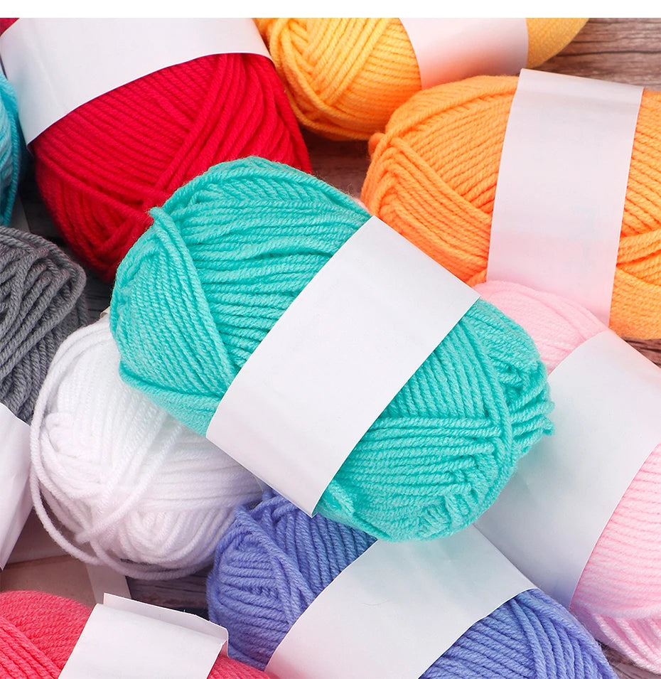 4 Ply Milk Cotton Yarn Set – 25/50pcs Soft Knitting & Crochet Threads