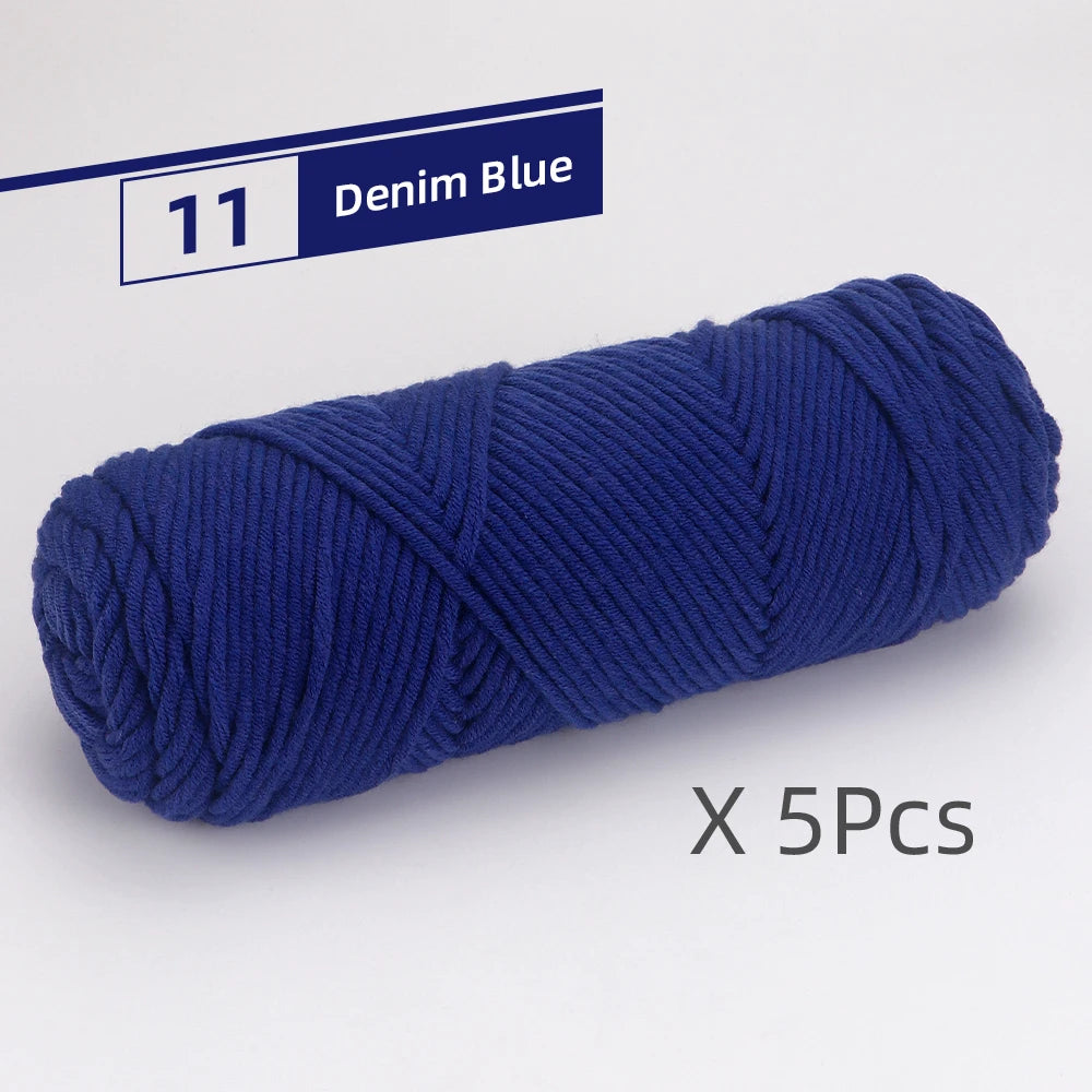 5pcs Cotton Select Thick Yarn – 500g Light Worsted Knitting & Crochet Wool
