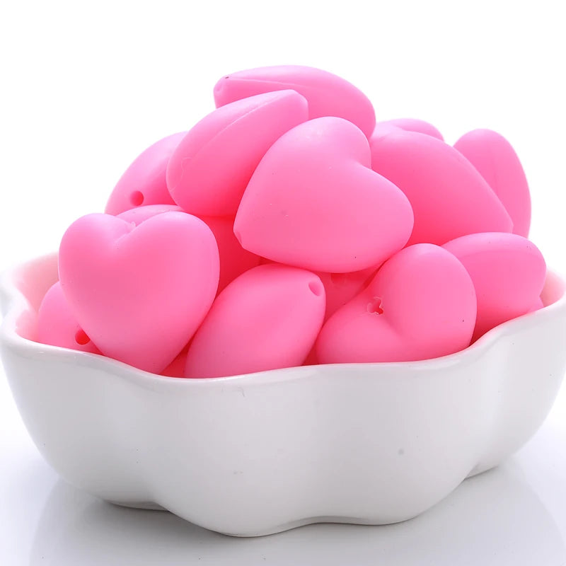 Heart Silicone Teether Beads