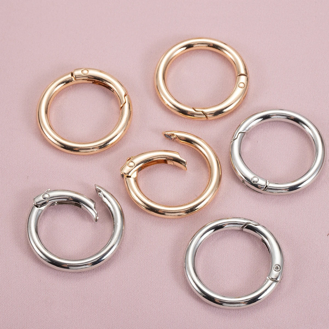 5pcs Round Spring Clasp Keychain Rings