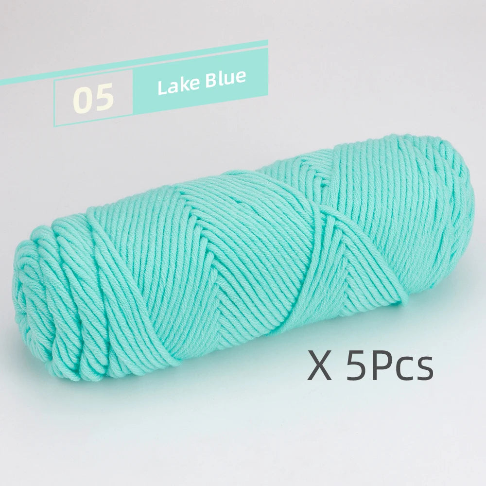 5pcs Cotton Select Thick Yarn – 500g Light Worsted Knitting & Crochet Wool