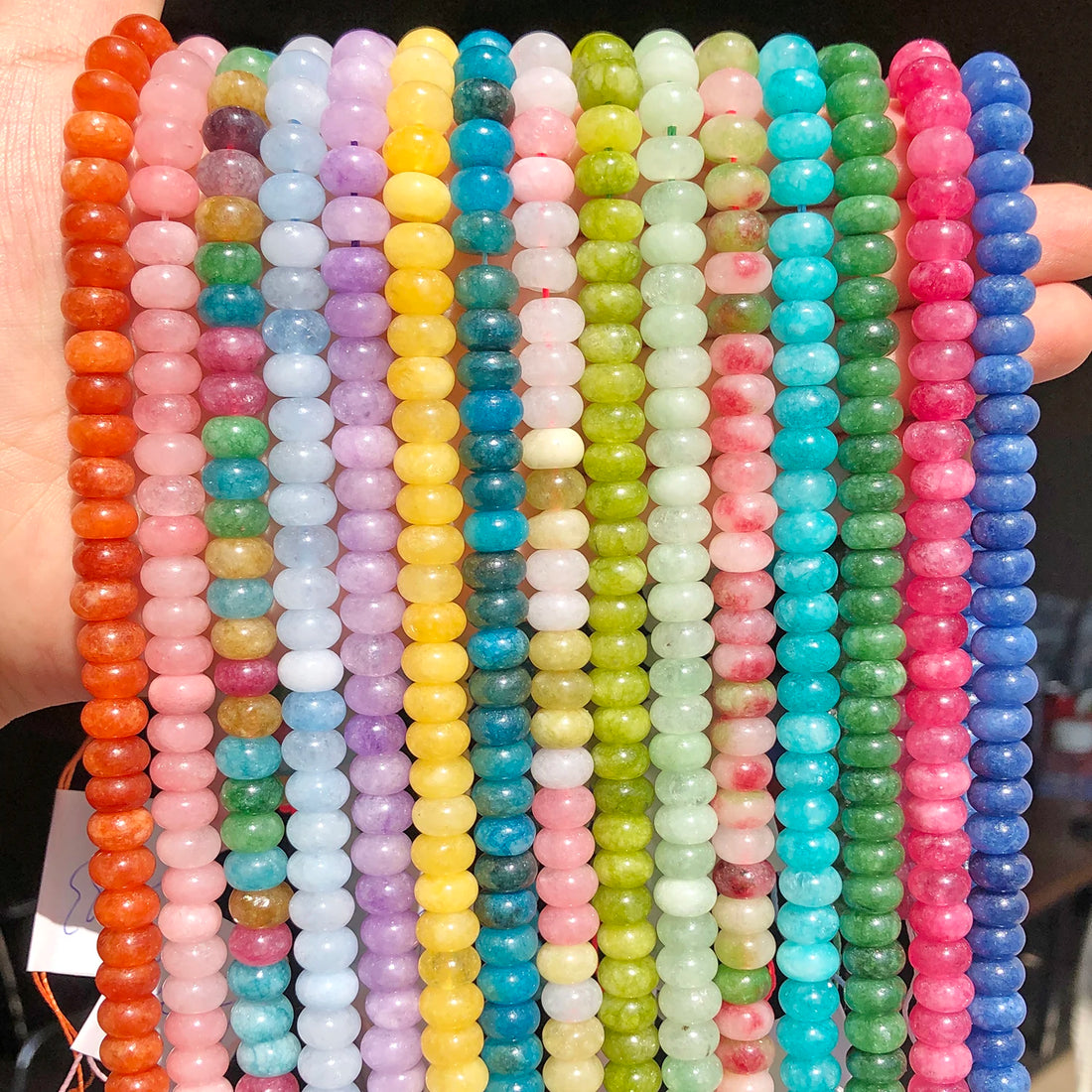 5x8mm Natural Jade Quartz Rondelle Beads