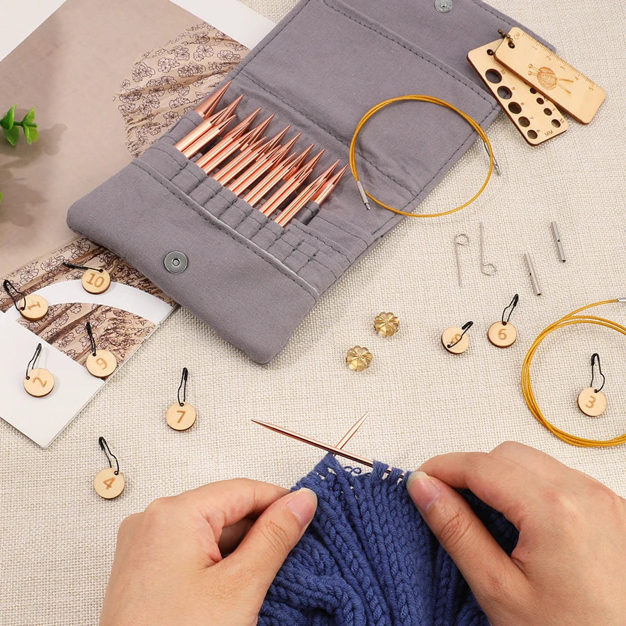 Aluminum Detachable Circular Knitting Needle Set with Storage Bag
