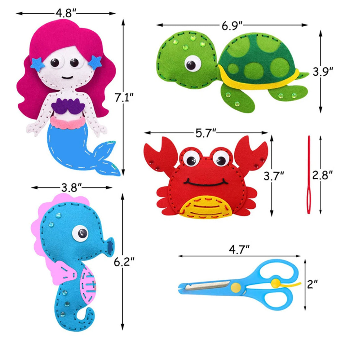 Sea Animals DIY Sewing Felt Plush Kit for Kids