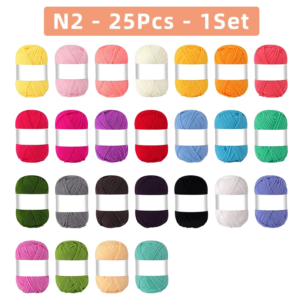 4 Ply Milk Cotton Yarn Set – 25/50pcs Soft Knitting & Crochet Threads