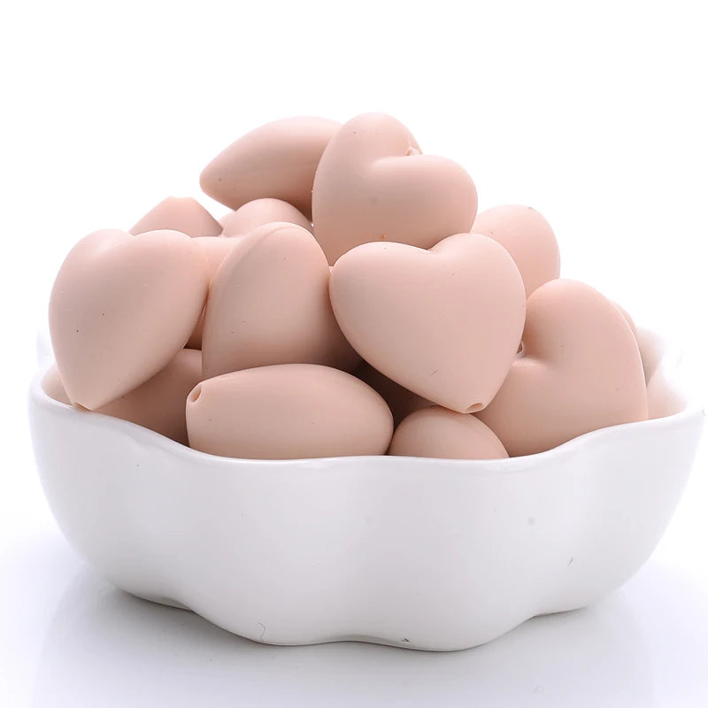 Heart Silicone Teether Beads