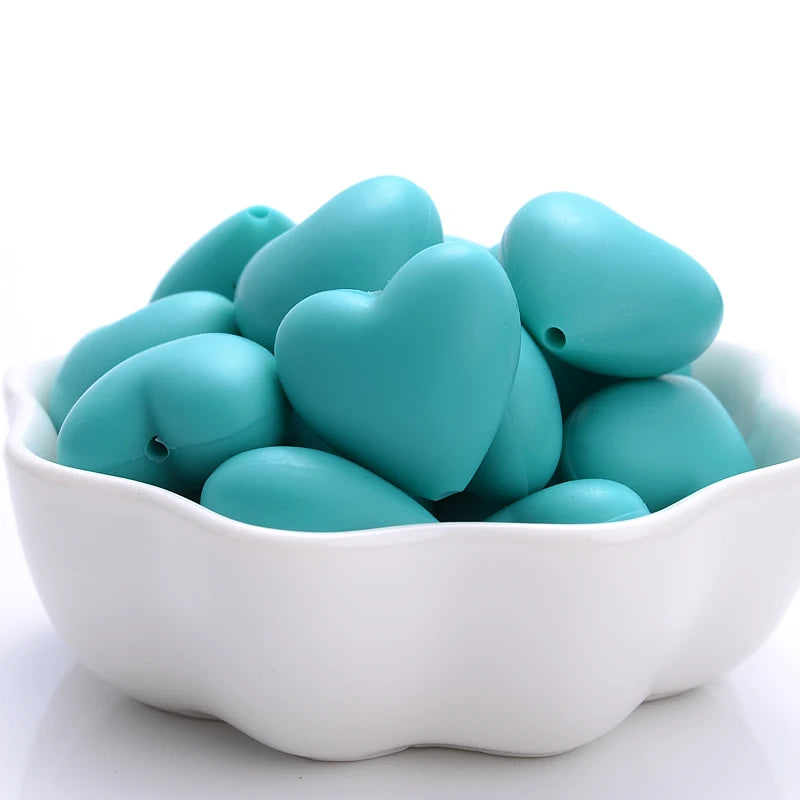 Heart Silicone Teether Beads