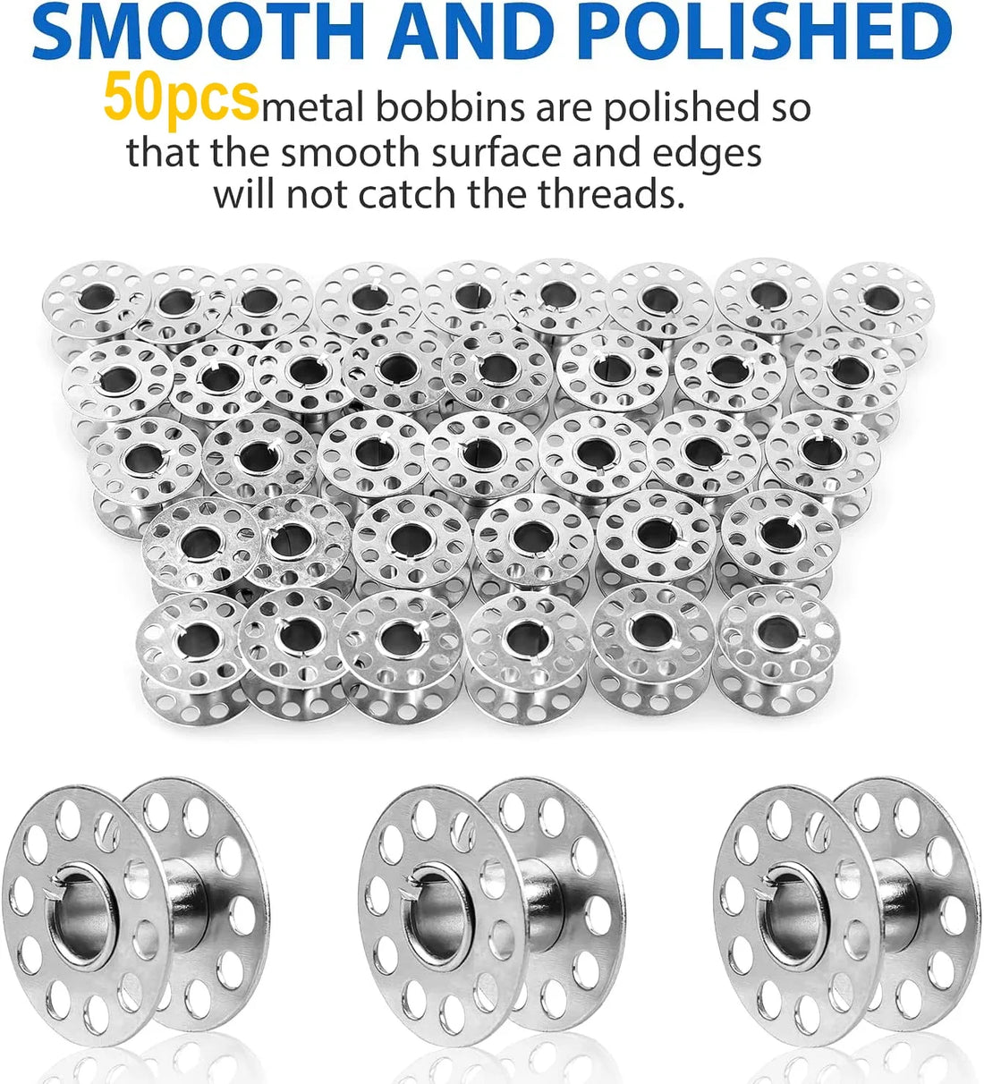 Metal Sewing Machine Bobbins – Stainless Steel Empty Spools for Thread