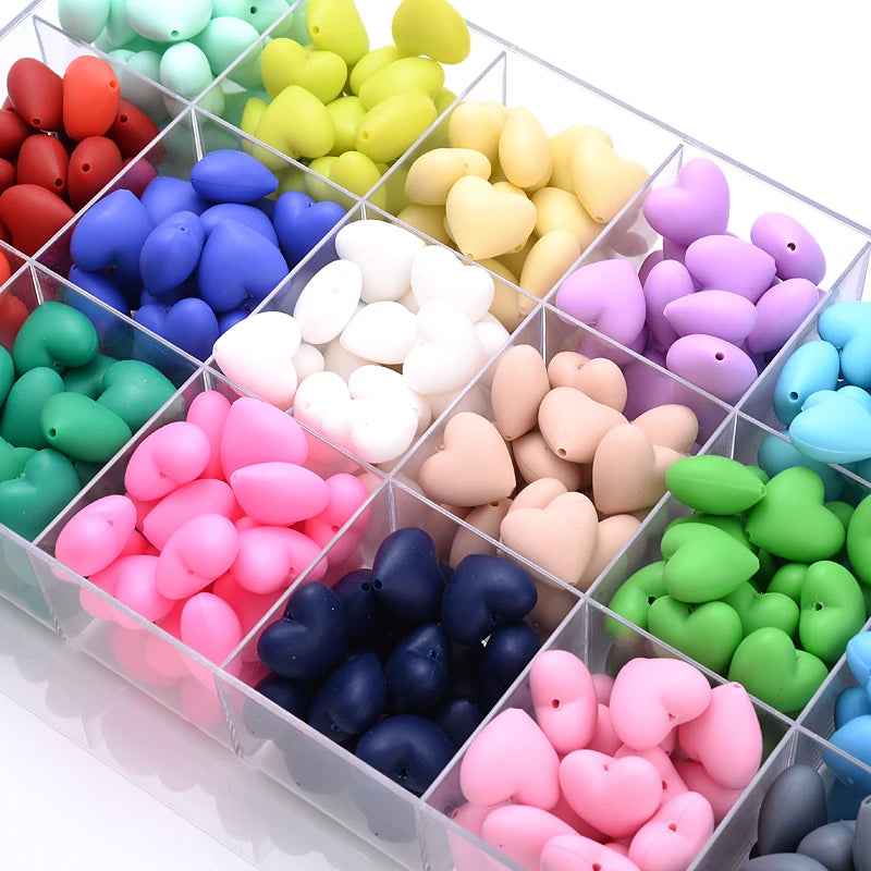 Heart Silicone Teether Beads