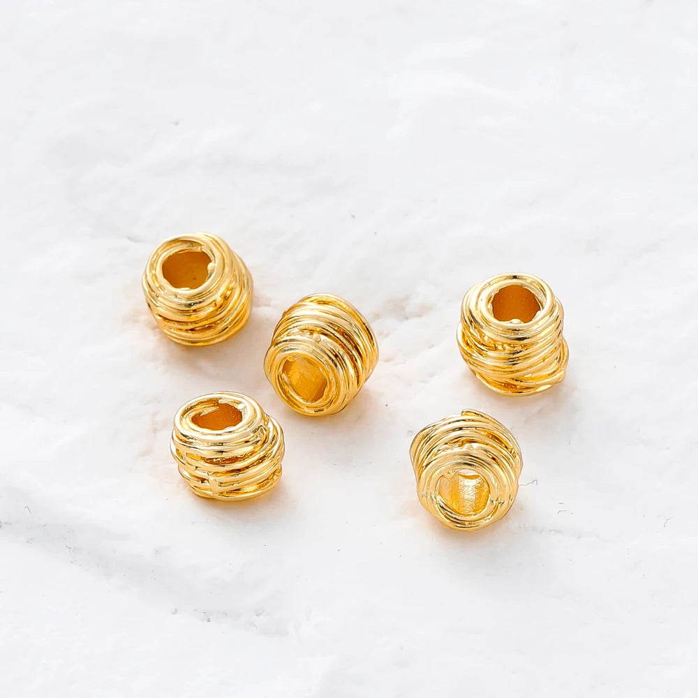 Gold Plated Brass Weaving Ball Beads