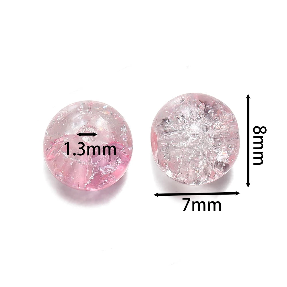 8mm Glass Crackle Beads – 50/100pcs DIY Jewelry Making Accessories