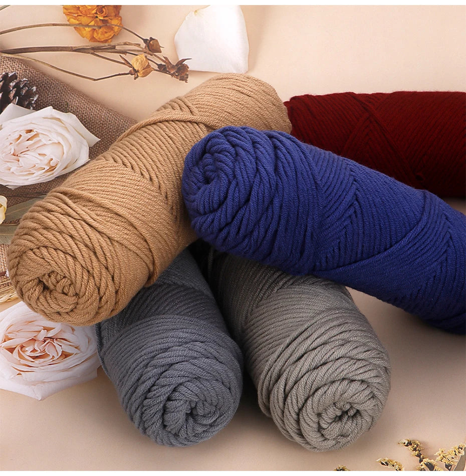 5pcs Cotton Select Thick Yarn – 500g Light Worsted Knitting & Crochet Wool