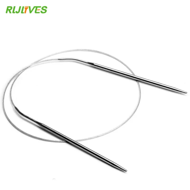 11-Piece Stainless Circular Knitting Needle Set – 80cm Crochet & Weaving Pins