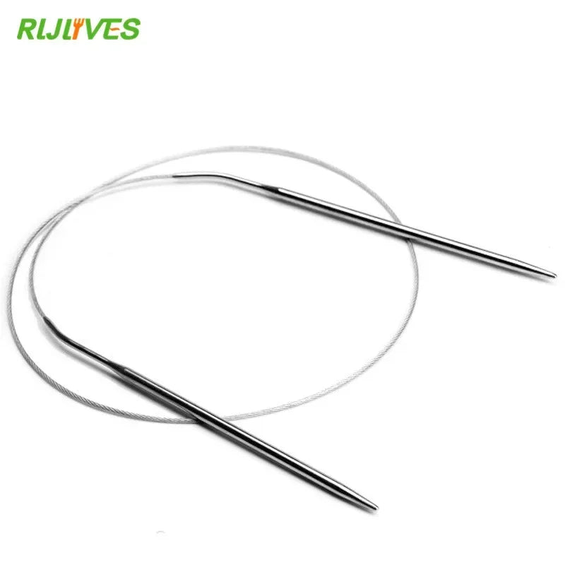11-Piece Stainless Circular Knitting Needle Set – 80cm Crochet & Weaving Pins