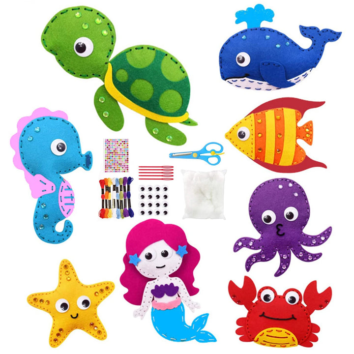 Sea Animals DIY Sewing Felt Plush Kit for Kids