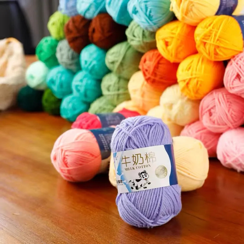 50g 5 Ply Milk Cotton Yarn – Soft Handwoven Knitting & Crochet Wool