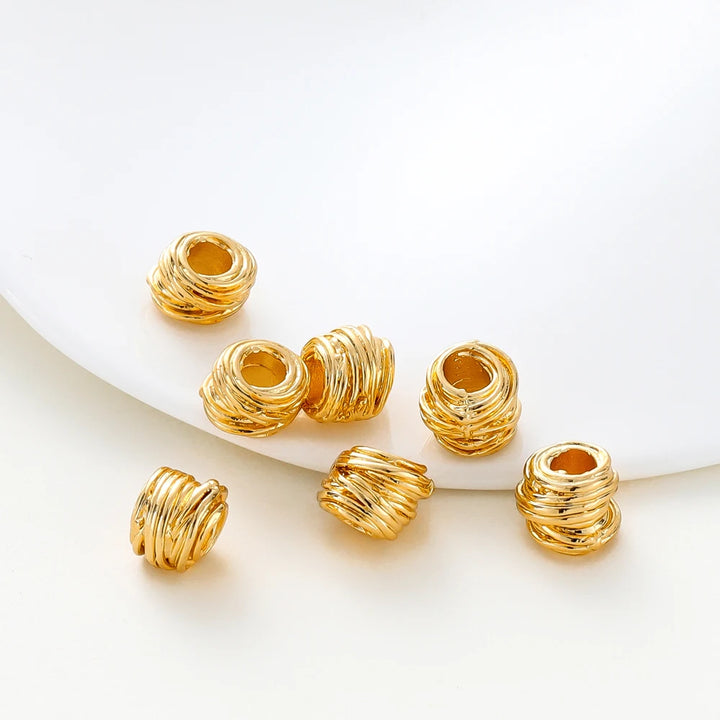 Gold Plated Brass Weaving Ball Beads