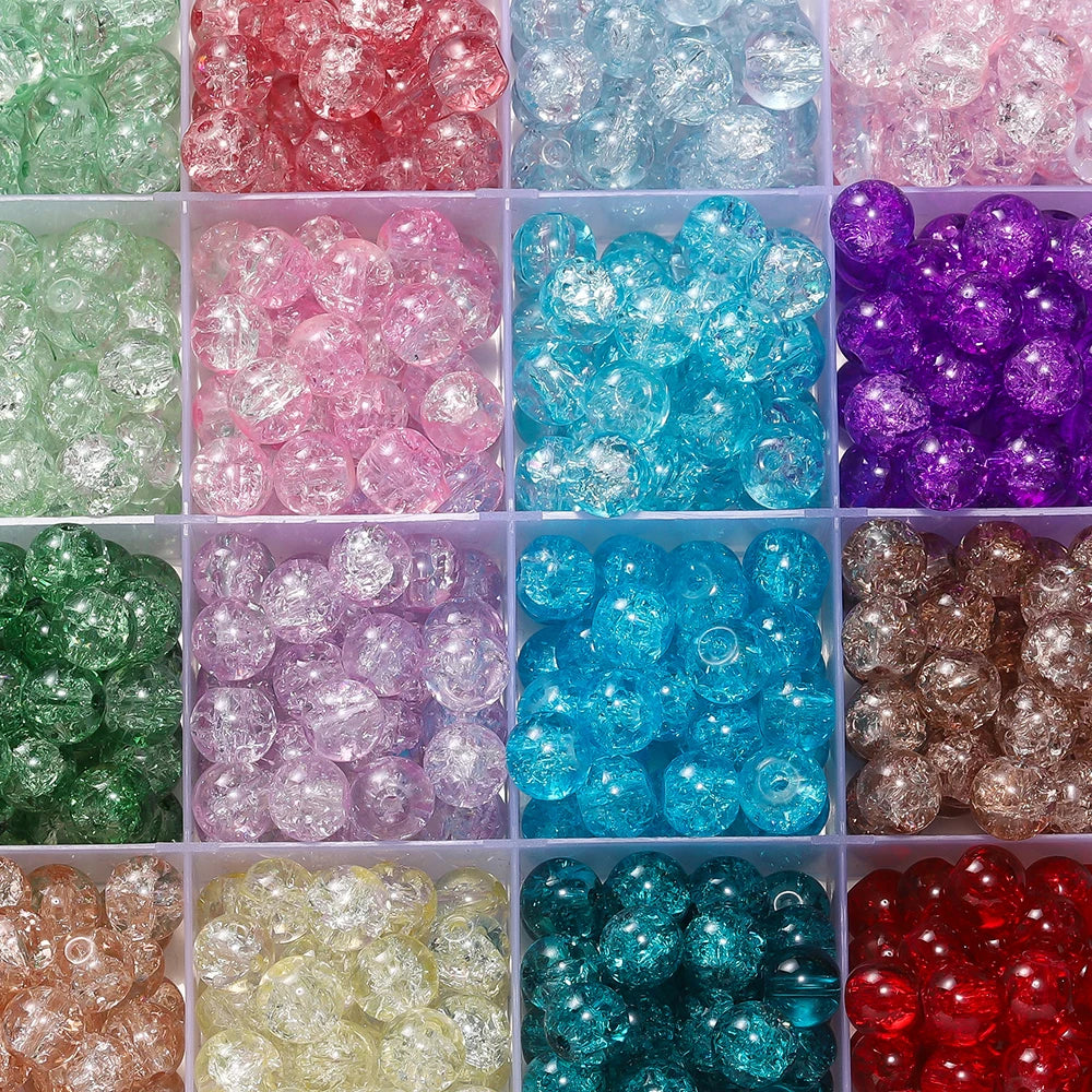 8mm Glass Crackle Beads – 50/100pcs DIY Jewelry Making Accessories