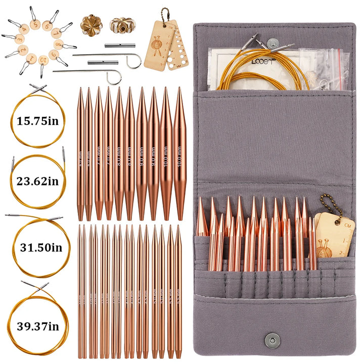 Aluminum Detachable Circular Knitting Needle Set with Storage Bag