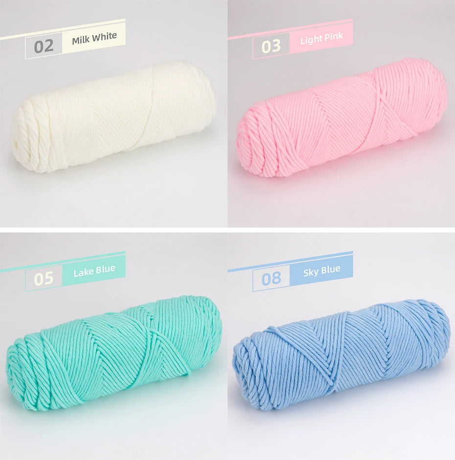 5pcs Cotton Select Thick Yarn – 500g Light Worsted Knitting & Crochet Wool