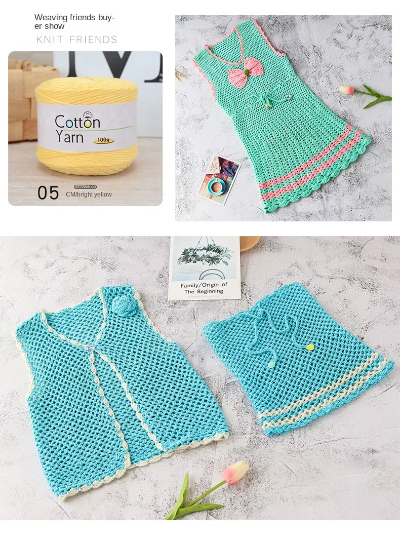 100g 100% Cotton Hand Knitting Yarn – Soft Crochet Thread