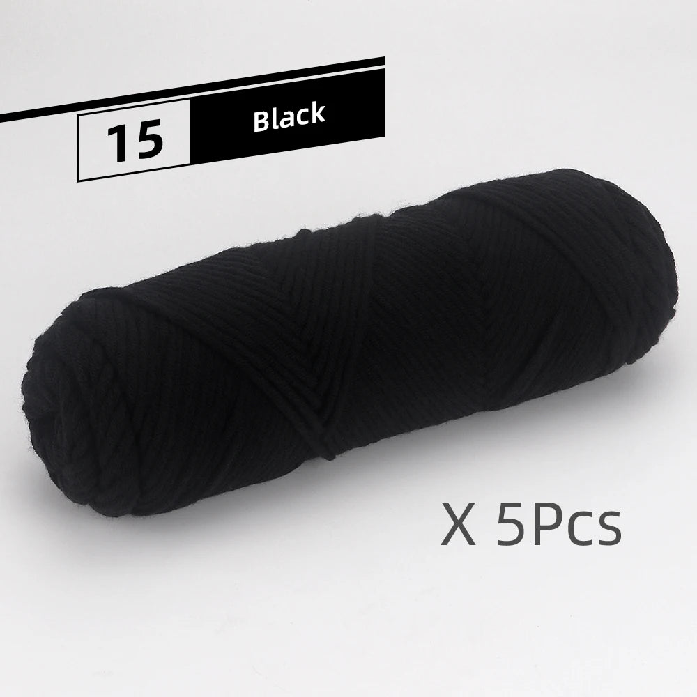 5pcs Cotton Select Thick Yarn – 500g Light Worsted Knitting & Crochet Wool