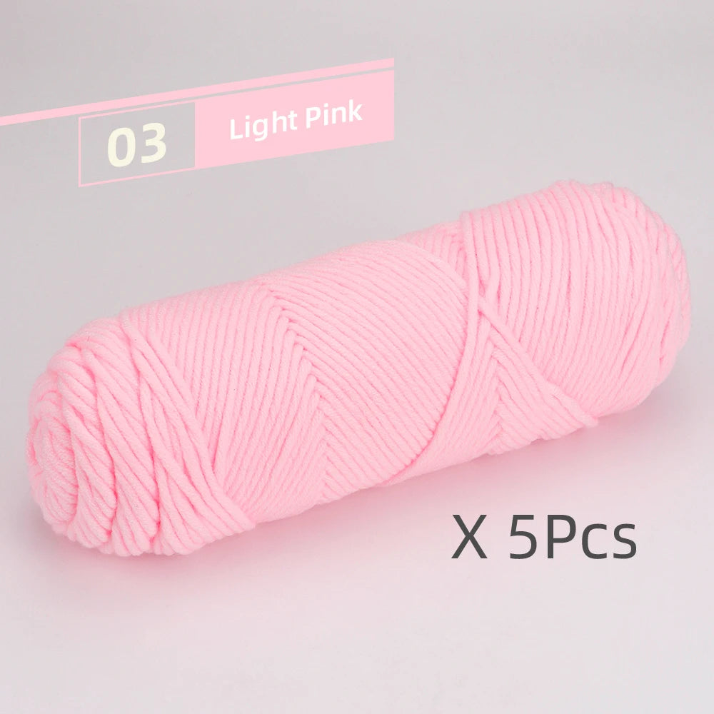5pcs Cotton Select Thick Yarn – 500g Light Worsted Knitting & Crochet Wool