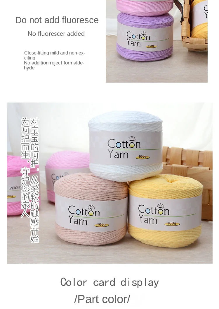 100g 100% Cotton Hand Knitting Yarn – Soft Crochet Thread