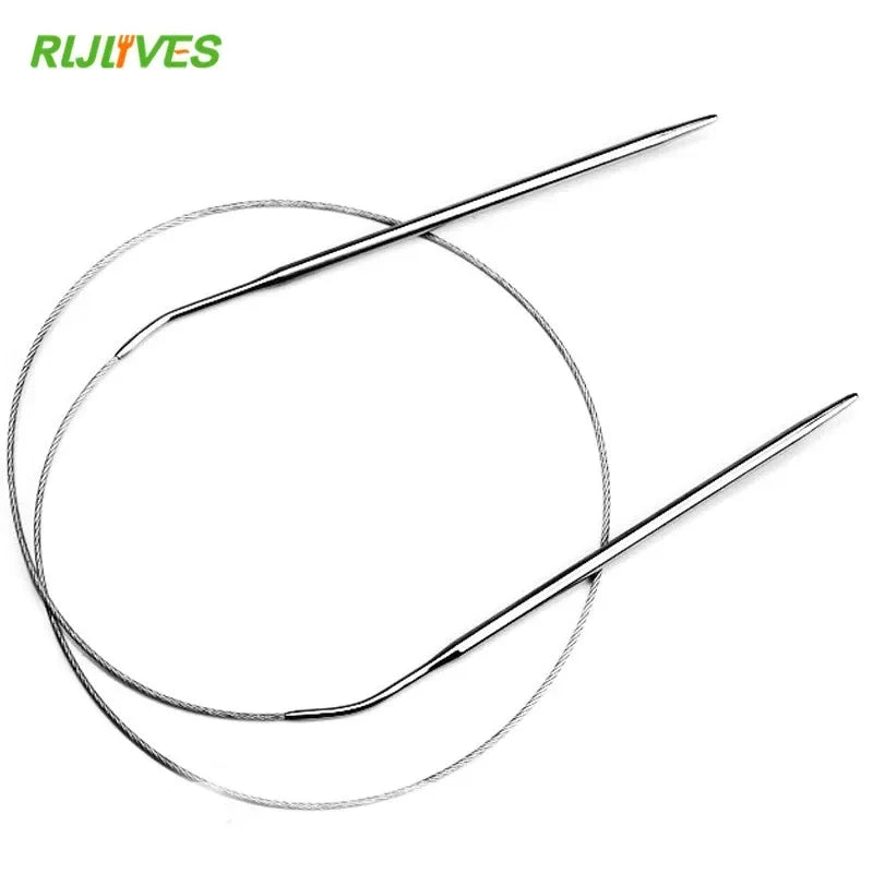 11-Piece Stainless Circular Knitting Needle Set – 80cm Crochet & Weaving Pins