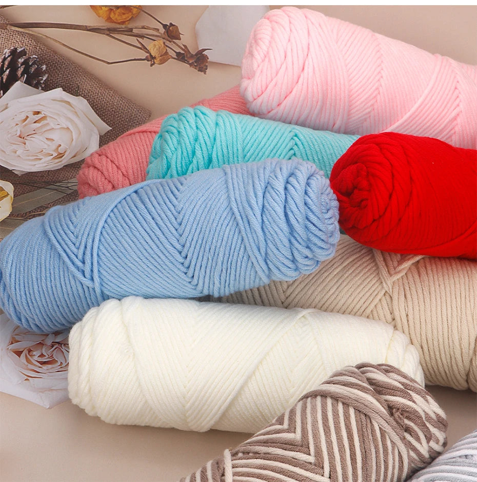 5pcs Cotton Select Thick Yarn – 500g Light Worsted Knitting & Crochet Wool