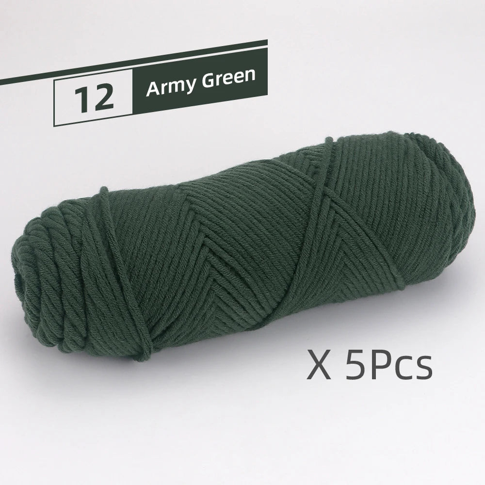 5pcs Cotton Select Thick Yarn – 500g Light Worsted Knitting & Crochet Wool
