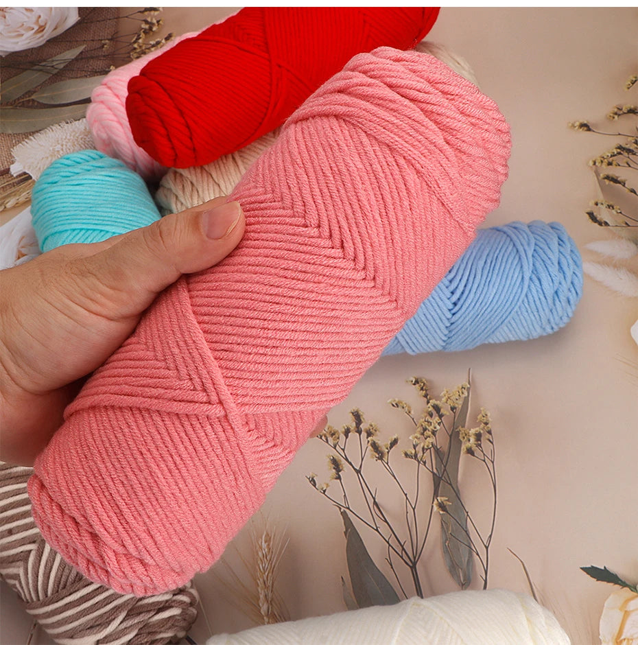 5pcs Cotton Select Thick Yarn – 500g Light Worsted Knitting & Crochet Wool