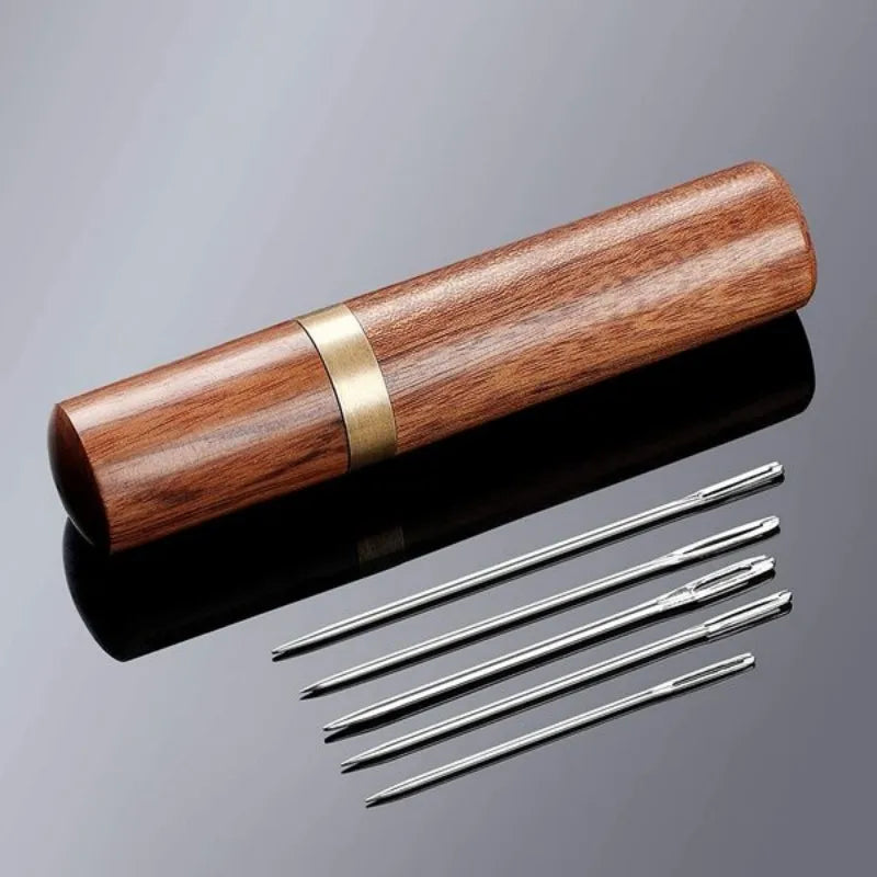 25PCS Large Eye Sewing Needles – 5 Sizes with Wooden Case