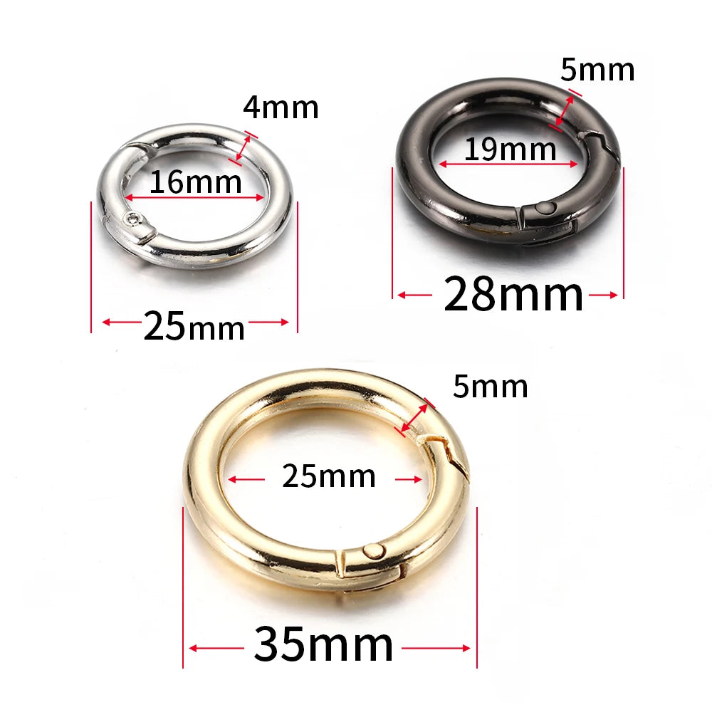 5pcs Round Spring Clasp Keychain Rings