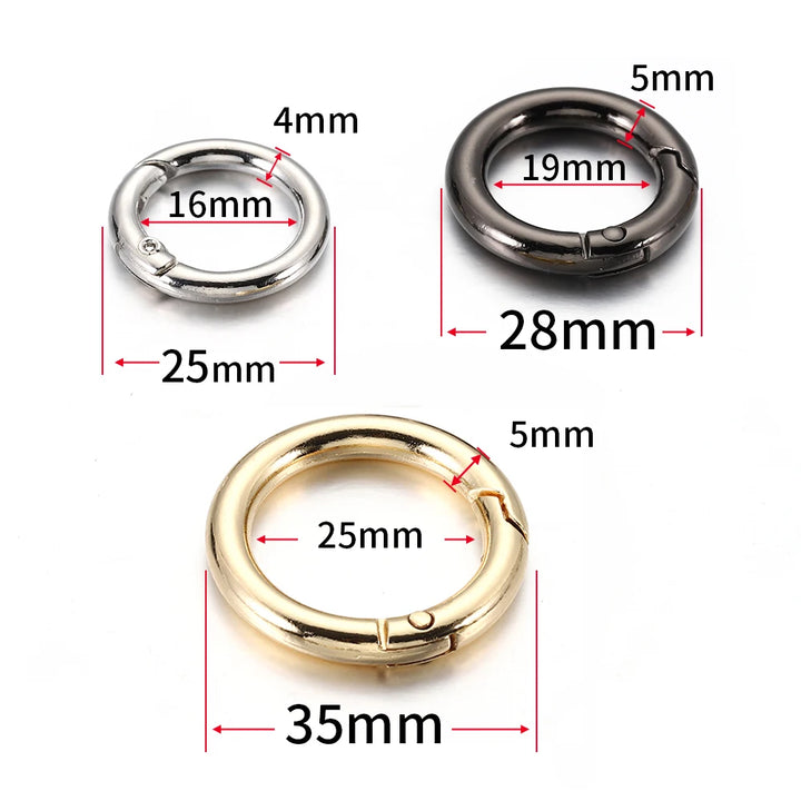 5pcs Round Spring Clasp Keychain Rings