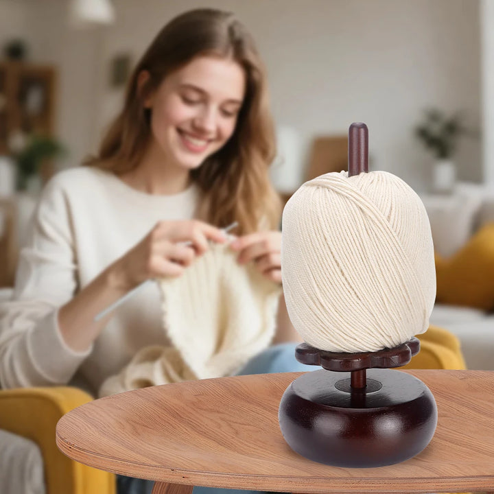 Premium 360° Rotating Wooden Yarn Holder