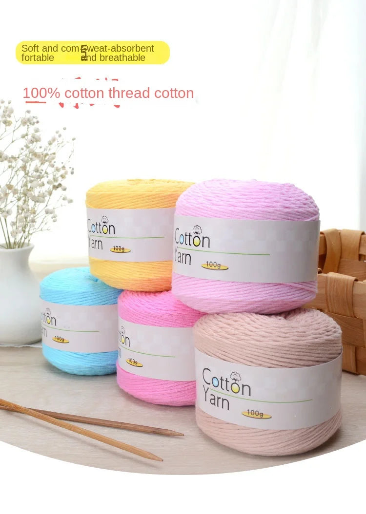 100g 100% Cotton Hand Knitting Yarn – Soft Crochet Thread