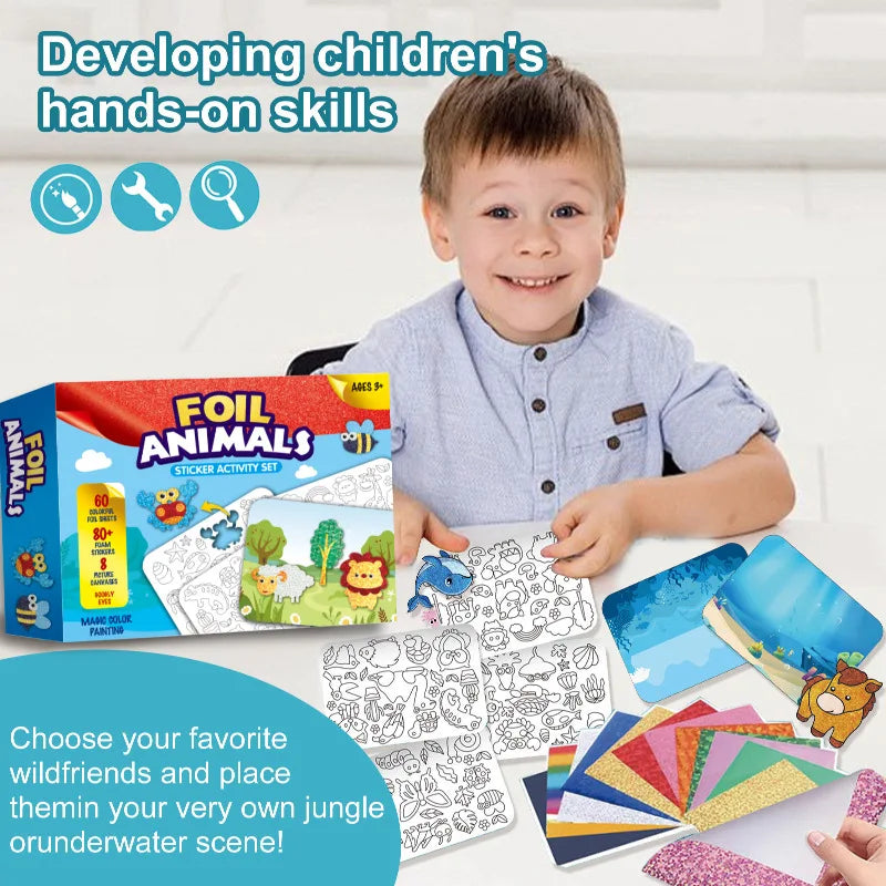 Foil Art Craft Kit for Kids – Mess-Free Coloring & Foam Stickers