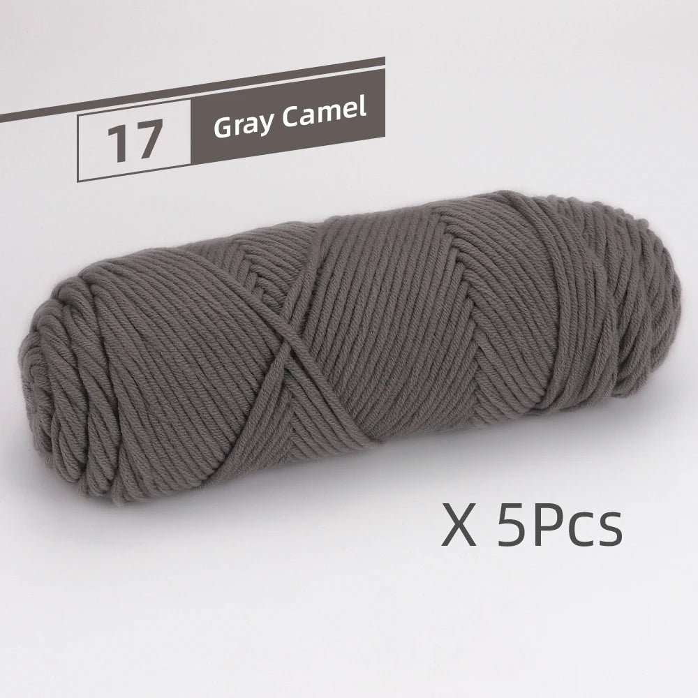 5pcs Cotton Select Thick Yarn – 500g Light Worsted Knitting & Crochet Wool