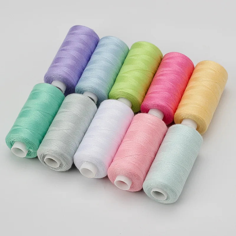 10-Color Polyester Sewing Thread Set – 400 Yards per Spool