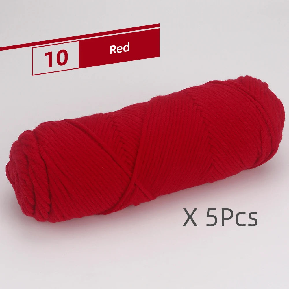 5pcs Cotton Select Thick Yarn – 500g Light Worsted Knitting & Crochet Wool