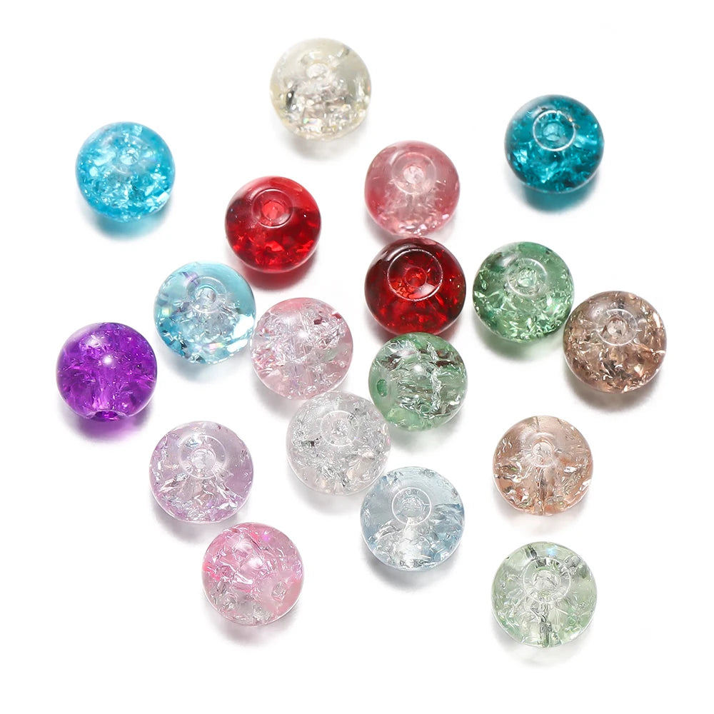 8mm Glass Crackle Beads – 50/100pcs DIY Jewelry Making Accessories