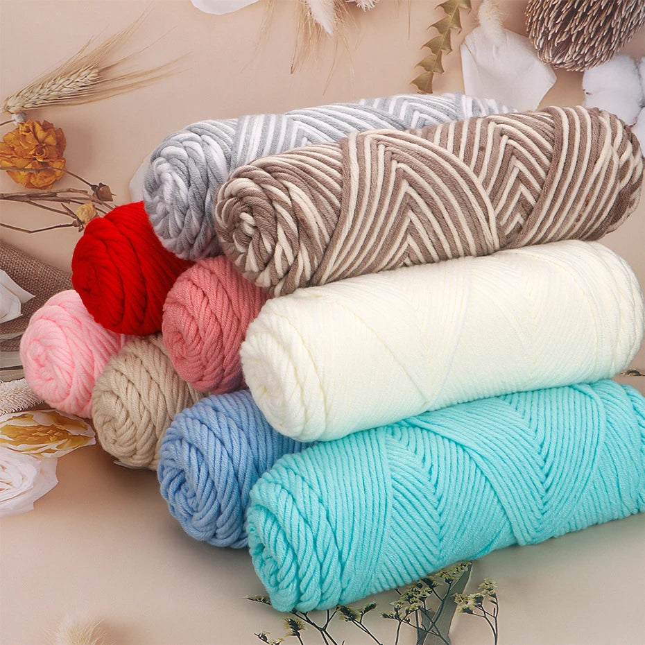 5pcs Cotton Select Thick Yarn – 500g Light Worsted Knitting & Crochet Wool