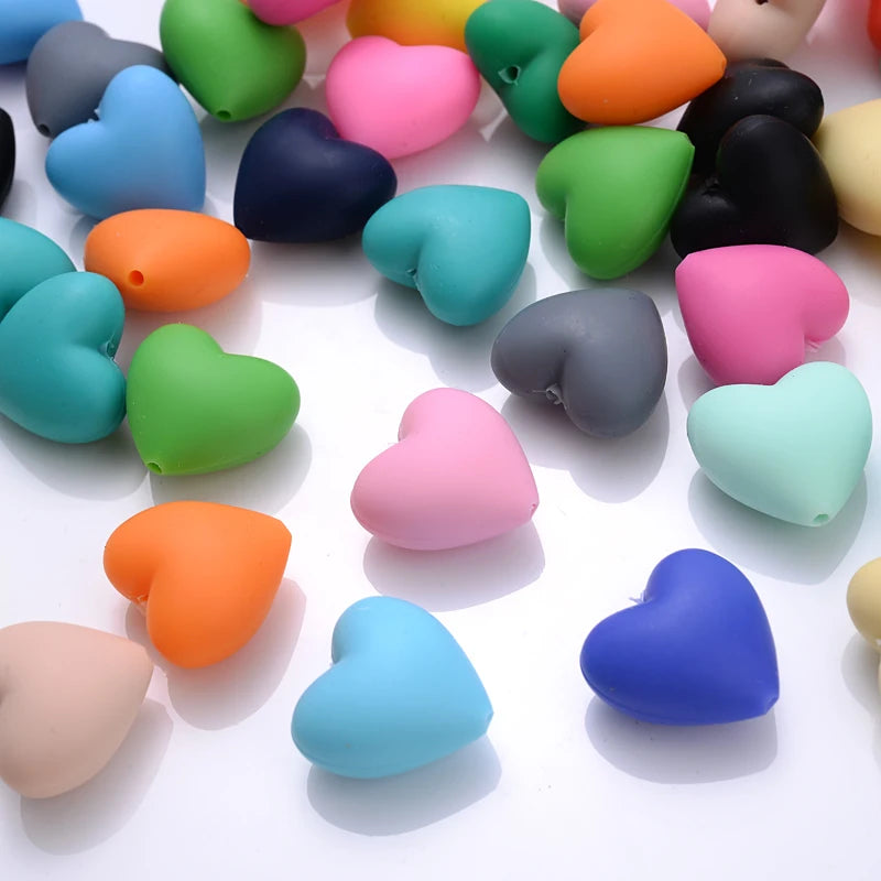 Heart Silicone Teether Beads