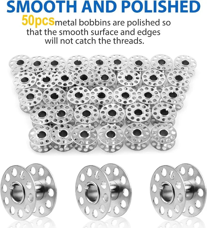 Metal Sewing Machine Bobbins – Stainless Steel Empty Spools for Thread