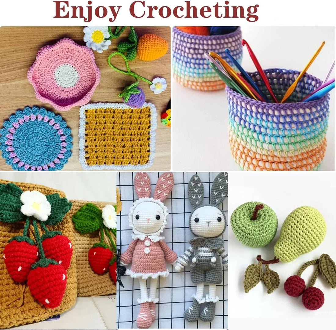 KOVEEN 59-Piece Crochet & Knitting Set – Beginner DIY Kit with Storage Bag